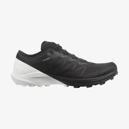 Salomon SENSE PRO 4 Mens Trail Running Shoes Black/White UK ZHSC